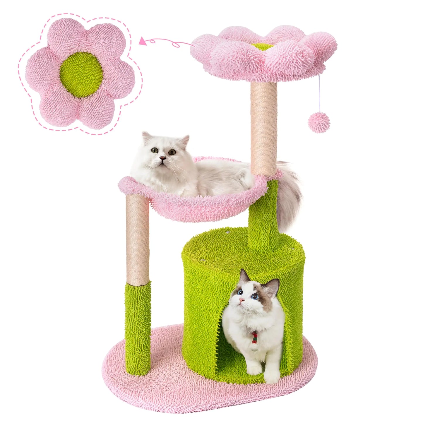 Flower Cat Tree Tower 35" Cat Tower for Indoor Cats